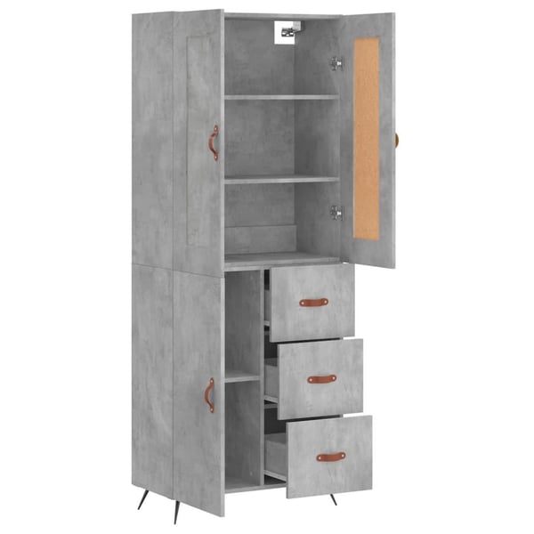 vidaXL Highboard betonggrå 69,5x34x180 cm konstruert tre