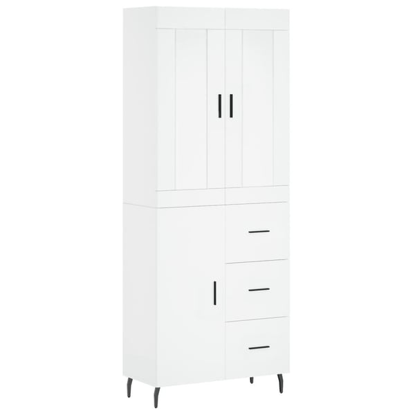 vidaXL Highboard hvit 69,5x34x180 cm konstruert tre