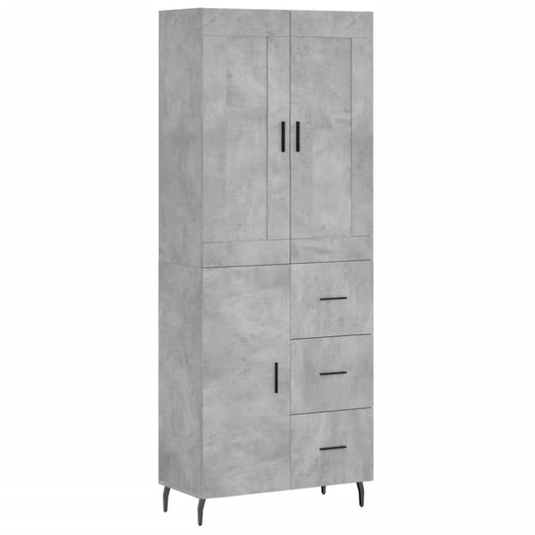 vidaXL Highboard betonggrå 69,5x34x180 cm konstruert tre