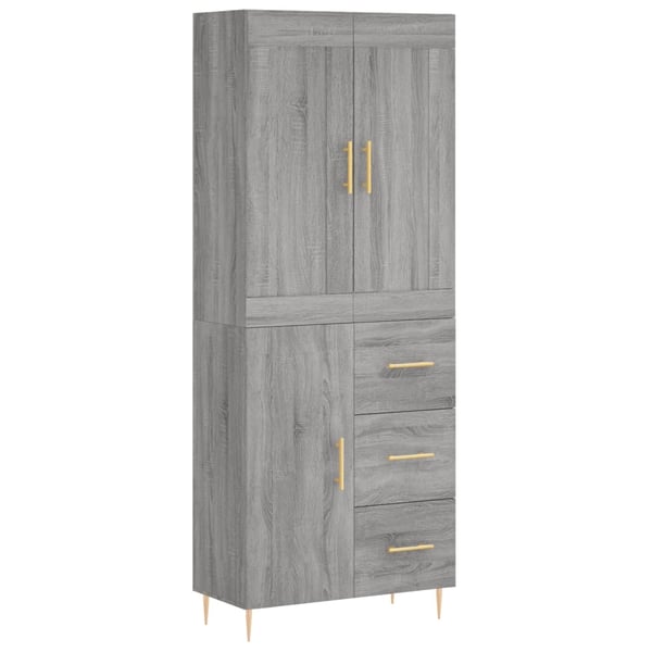 vidaXL Highboard grå sonoma 69,5x34x180 cm konstruert tre