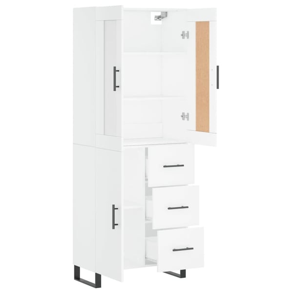 vidaXL højskab 69,5x34x180 cm konstrueret træ hvid