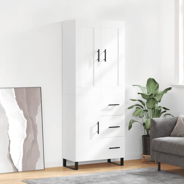 vidaXL højskab 69,5x34x180 cm konstrueret træ hvid