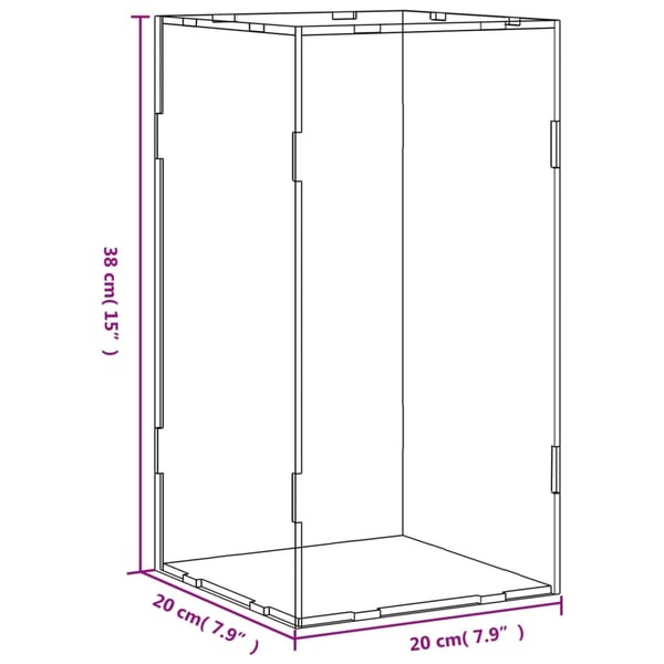 vidaXL Utstillingsboks gjennomsiktig 20x20x38 cm akryl