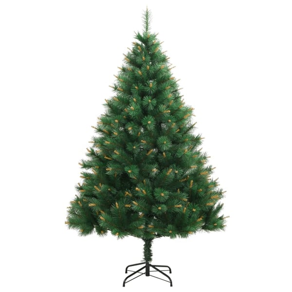 vidaXL kunstigt juletræ med juletræsfod 210 cm hængslet