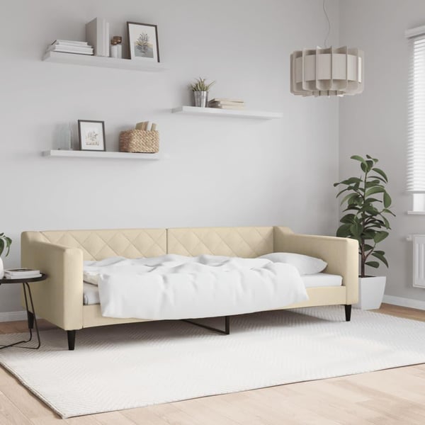 vidaXL Dagbädd gräddvit 90x200 cm tyg