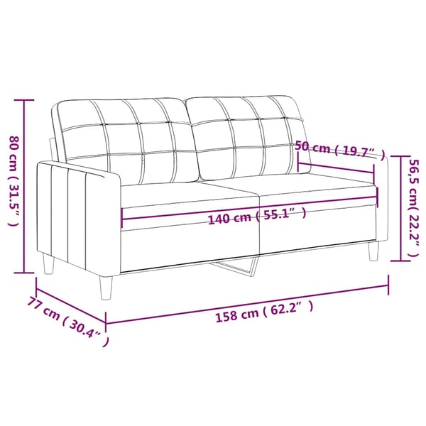 vidaXL 2-sitssoffa grå 140 cm konstläder