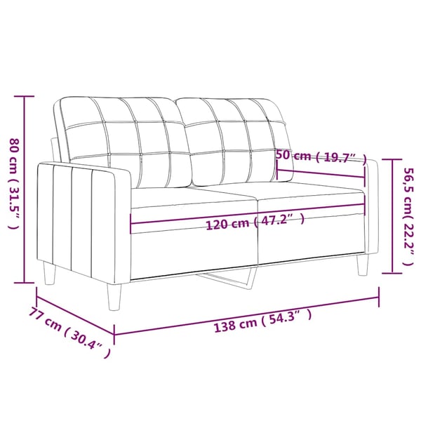 vidaXL 2-sitssoffa ljusgrå 120 cm tyg