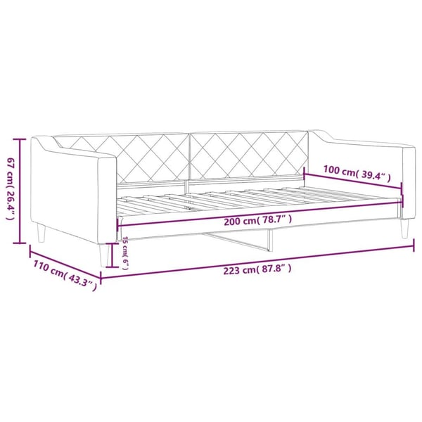 vidaXL daybed 100x200 cm stof lysegrå