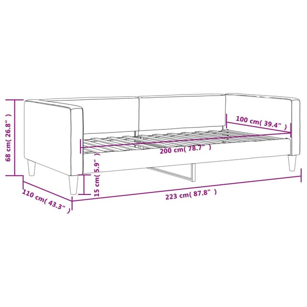 vidaXL daybed 100x200 cm stof lysegrå
