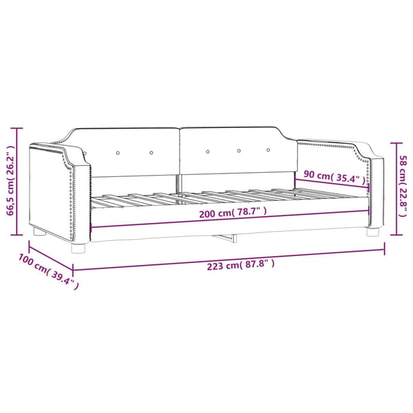 vidaXL daybed 90x200 cm stof cremefarvet