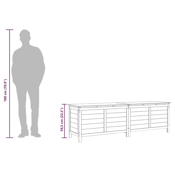 vidaXL Putekasse 198,5x50x56,5 cm heltre gran