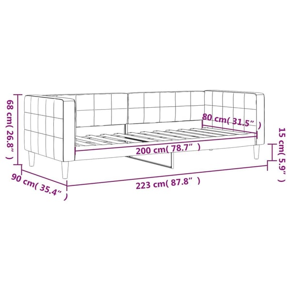 vidaXL daybed 80x200 cm velour mørkegrøn