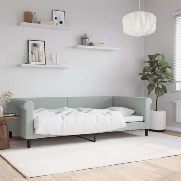vidaXL daybed 100x200 cm velour lysegrå