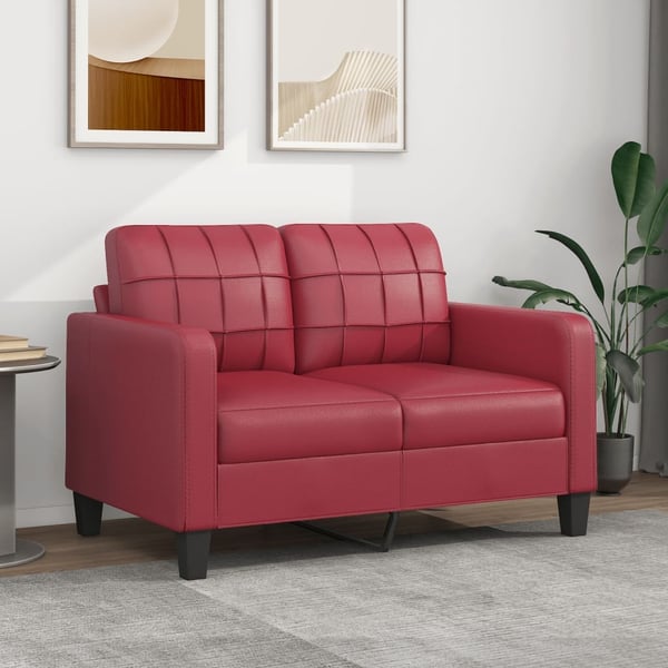 vidaXL 2-personers sofa 120 cm kunstlæder vinrød