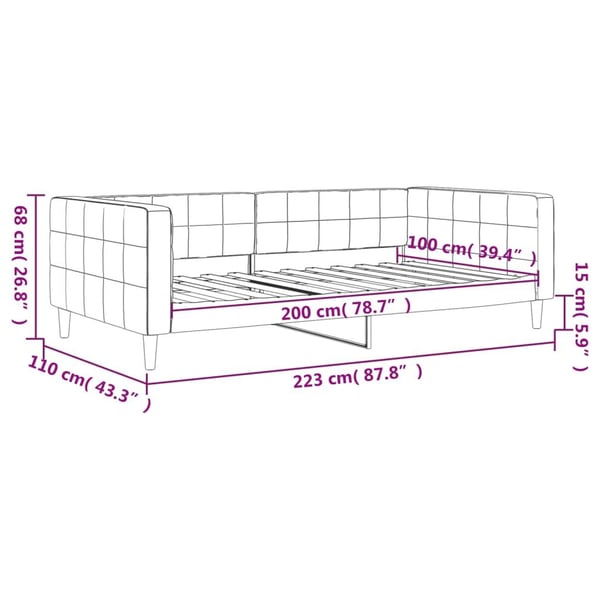vidaXL daybed 100x200 cm velour mørkegrøn
