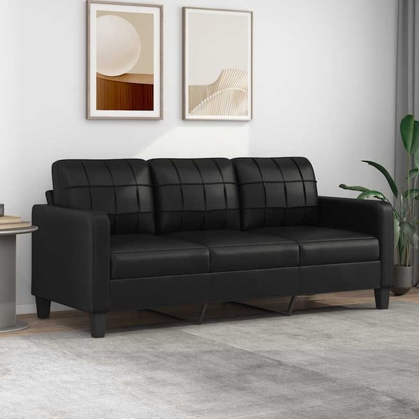 vidaXL 3-personers sofa 180 cm kunstlæder sort
