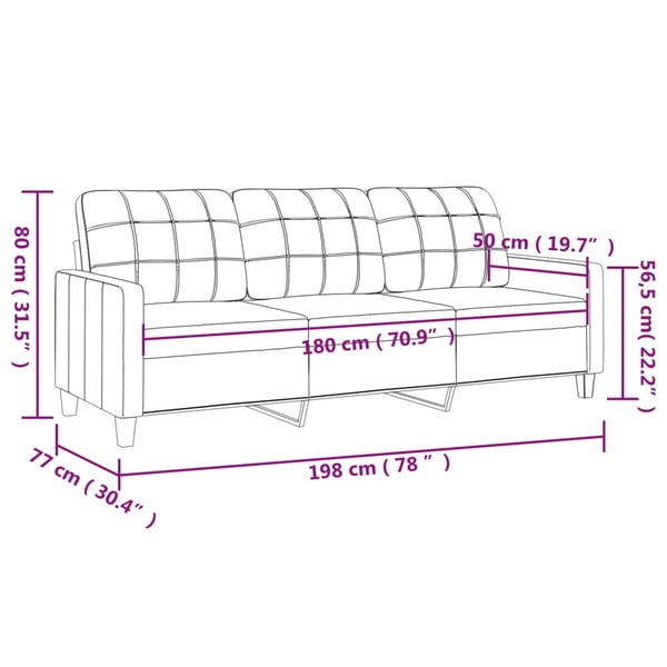 vidaXL 3-personers sofa 180 cm kunstlæder vinrød
