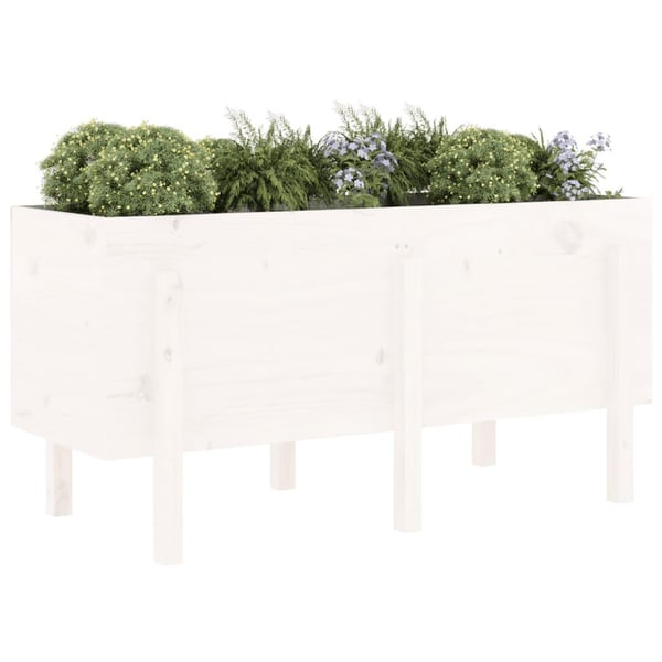 vidaXL Høybed for hage hvit 121x50x57 cm heltre furu