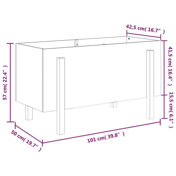 vidaXL højbed 101x50x57 cm massivt fyrretræ gyldenbrun