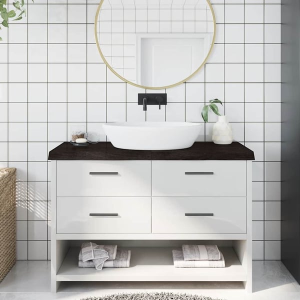 vidaXL Benkeplate til bad mørkebrun 120x60x(2-6) cm behandlet heltre