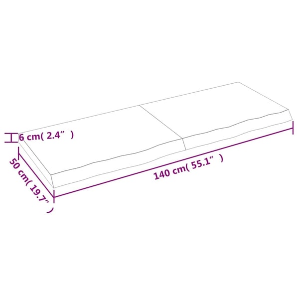 vidaXL Benkeplate til bad mørkebrun 140x50x(2-6) cm behandlet heltre