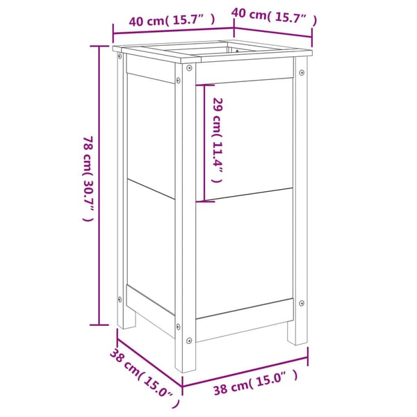 vidaXL Hageplantekasse hvit 40x40x78 cm heltre furu