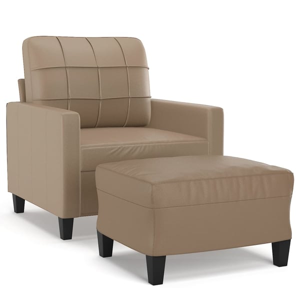 vidaXL sofastol med fodskammel 60 cm kunstlæder Cappuccino