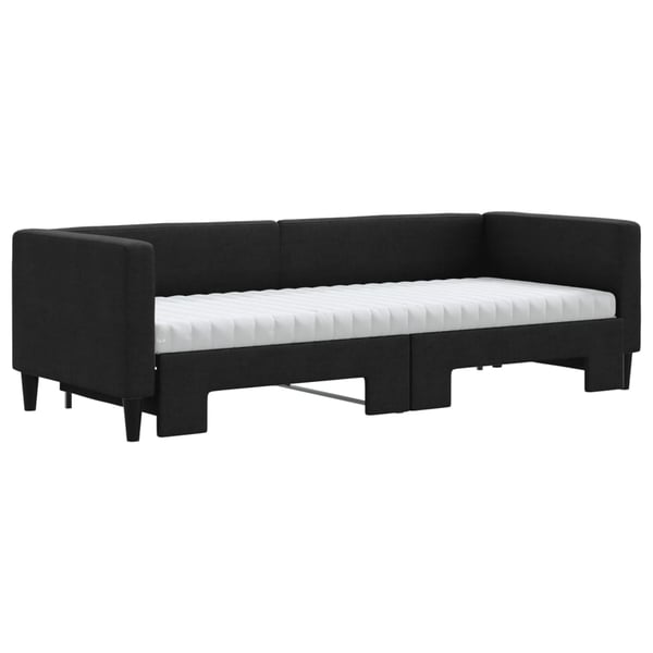 vidaXL daybed med udtræk og madras 80x200 cm stof sort