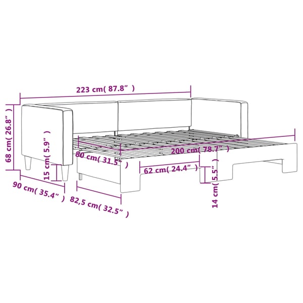 vidaXL daybed med udtræk 80x200 cm stof sort