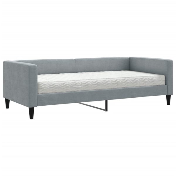 vidaXL Dagbädd med madrass ljusgrå 90x190 cm tyg