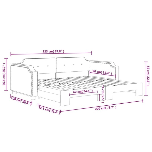 vidaXL daybed med udtræk 90x200 cm stof mørkegrå