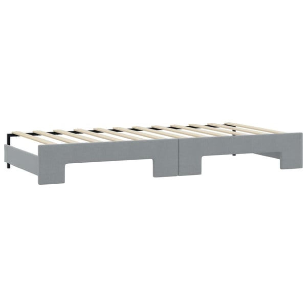 vidaXL Dagbädd med extrabädd och madrasser ljusgrå 100x200 cm tyg
