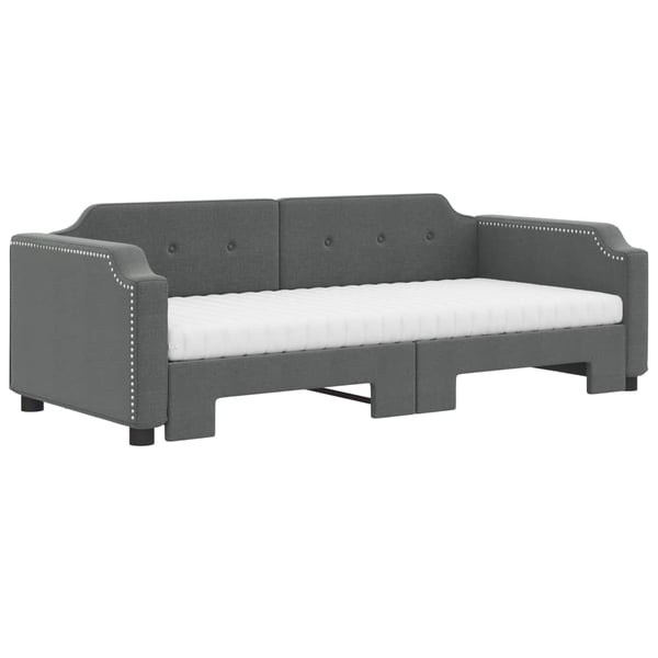 vidaXL daybed med udtræk og madras 90x200 cm stof mørkegrå