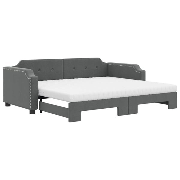 vidaXL Dagbädd utdragbar med madrasser mörkgrå 90x200 cm tyg