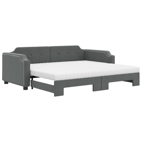 vidaXL daybed med udtræk og madras 100x200 cm stof mørkegrå