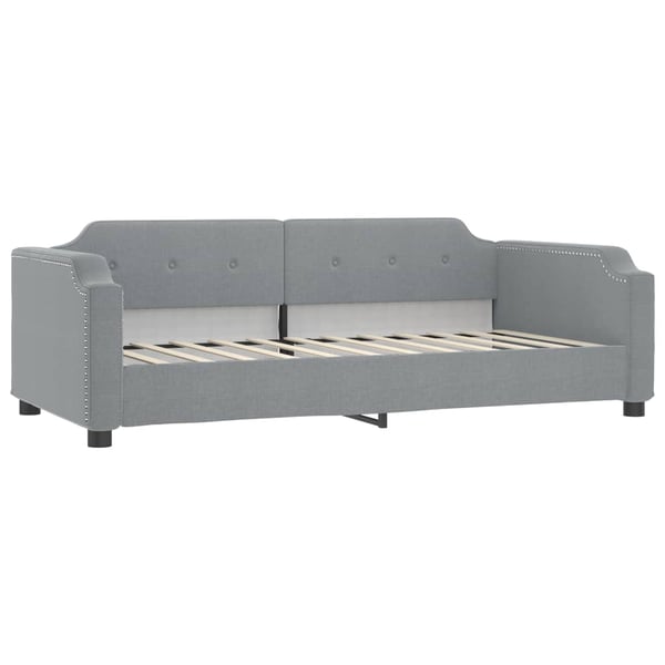 vidaXL Dagbädd utdragbar med madrasser ljusgrå 90x200 cm tyg
