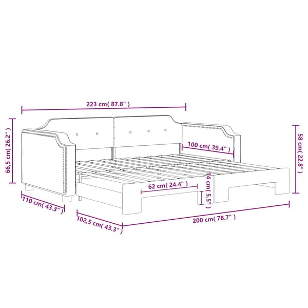 vidaXL daybed med udtræk 100x200 cm stof lysegrå