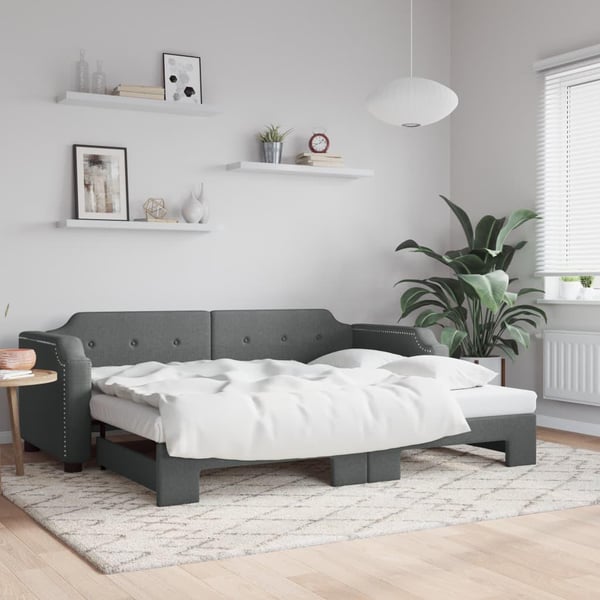 vidaXL daybed med udtræk 80x200 cm stof mørkegrå