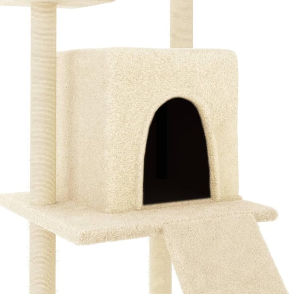 vidaXL Kattetre med klorestolper i sisal kremhvit 110 cm