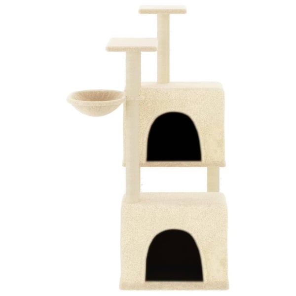 vidaXL Kattetre med klorestolper i sisal kremhvit 122 cm