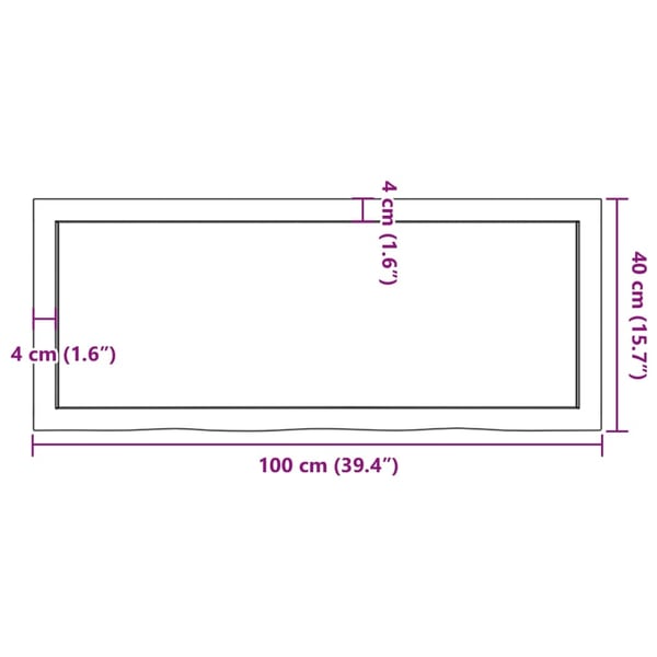 vidaXL Bordplate 100x40x(2-4) cm ubehandlet heltre eik