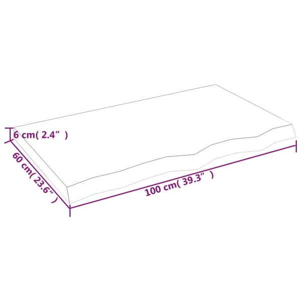 vidaXL Bordplate 100x60x(2-6) cm ubehandlet heltre eik