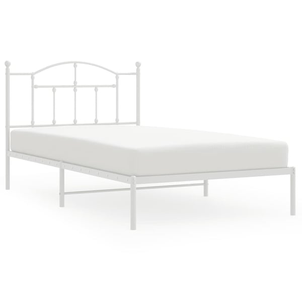 vidaXL Sengeramme i metall med hodegavl hvit 100x200 cm