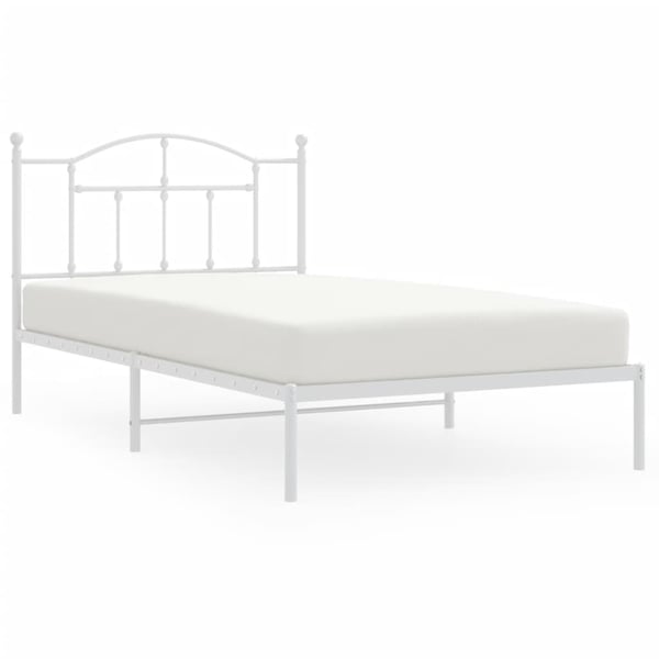 vidaXL Sengeramme i metall med hodegavl hvit 107x203 cm