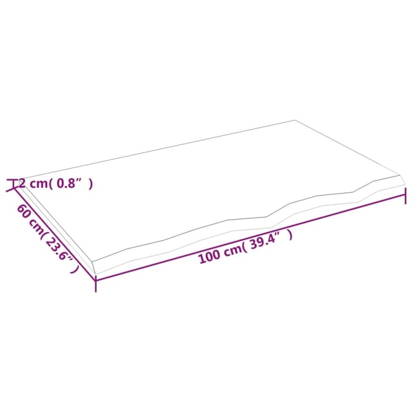 vidaXL Benkeplate til bad 100x60x2 cm ubehandlet heltre