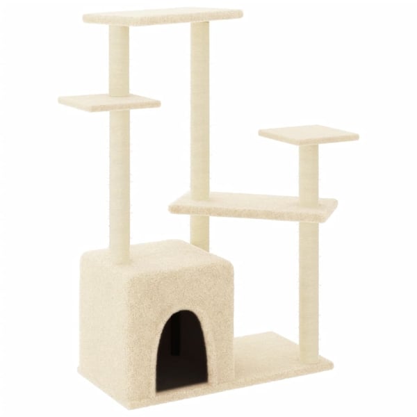vidaXL Kattetre med klorestolper i sisal kremhvit 107,5 cm