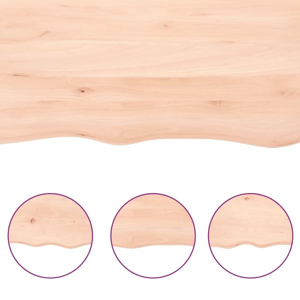 vidaXL Bordplate 80x50x(2-6) cm ubehandlet heltre eik