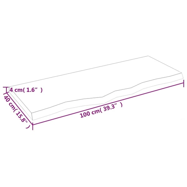 vidaXL Benkeplate til bad 100x40x(2-4) cm ubehandlet heltre