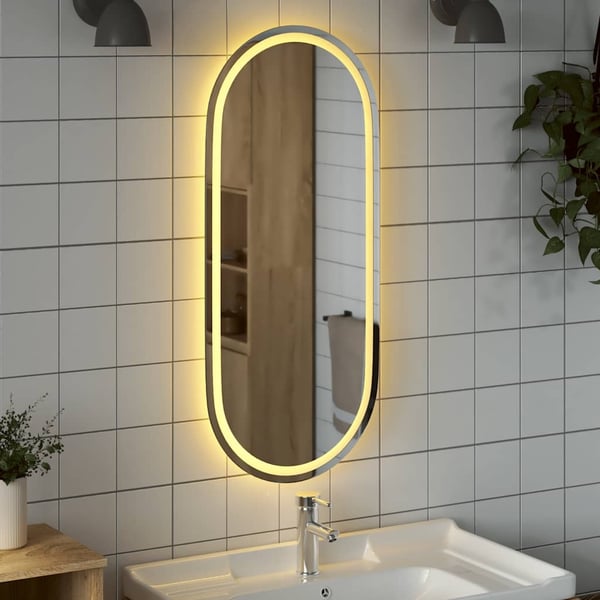vidaXL LED-badeværelsesspejl 100x45 cm oval