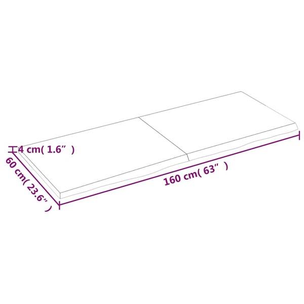 vidaXL Bordplate mørkebrun 160x60x(2-4) cm behandlet heltre eik